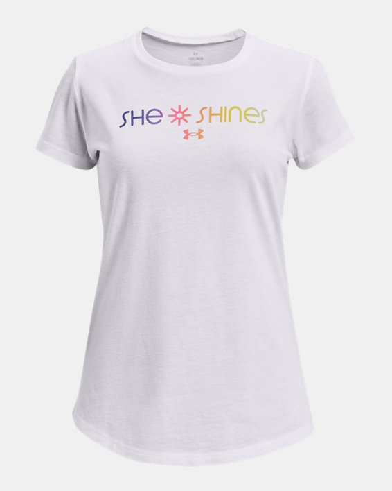 Girls' UA She Shines Gradient Short Sleeve in White image number 0